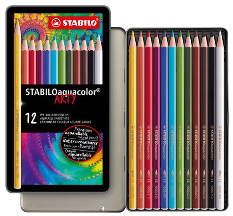 stabiloaquacolor metal box of 36 colours aquarellable coloured pencil|aquarellable color pencil stabilo.